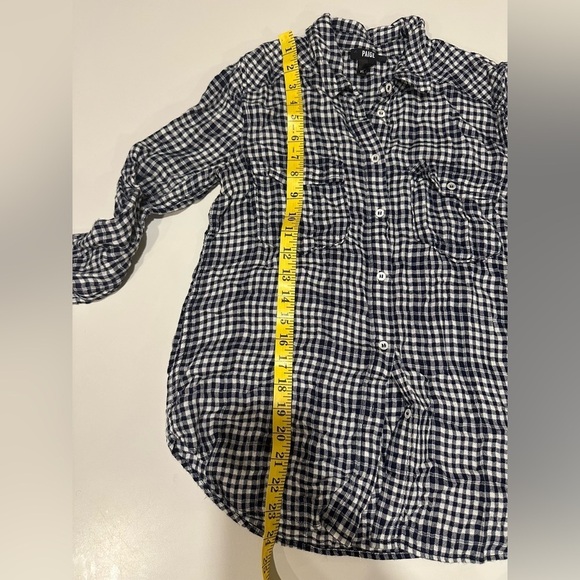 Paige Plaid Button Down Shirt - Navy and White - Picture 4 of 7